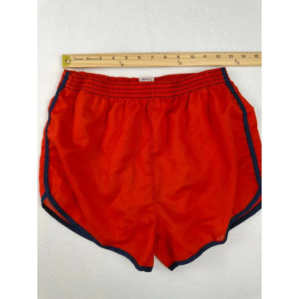 Vintage Jockey DP Sport Shorts Mens Medium Red Navy Blue Athletic Running Retro